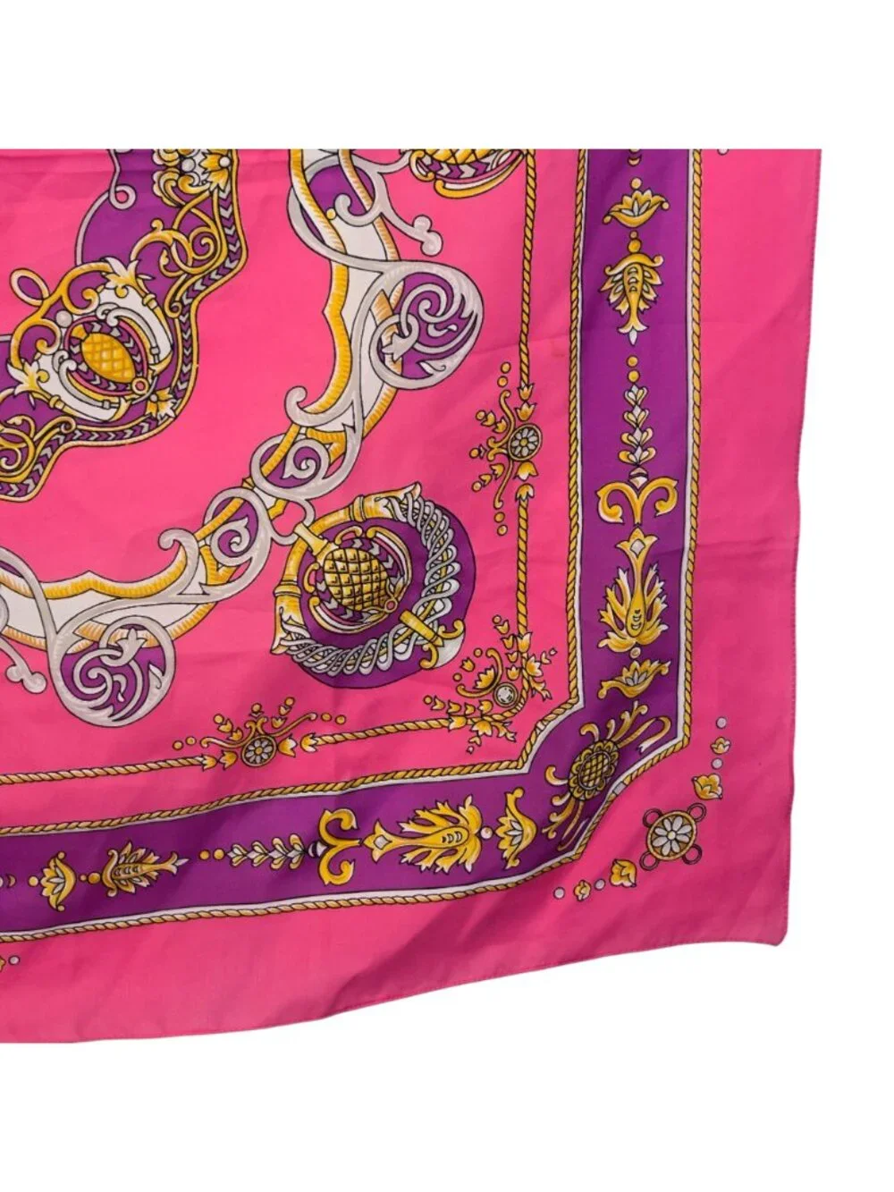 Vintage 90s Pink Purple Abstract Crown Scarf Women Accessories Colorful Square